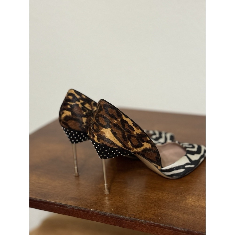 Kurt Geiger London Animal Mix D'Orsay Pumps Womens 8 Leopard Zebra Studded Heels